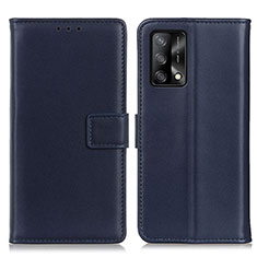 Leather Case Stands Flip Cover Holder A08D for Oppo A95 4G Blue