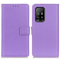 Leather Case Stands Flip Cover Holder A08D for Oppo F19 Pro+ Plus 5G Purple