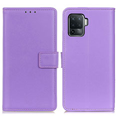 Leather Case Stands Flip Cover Holder A08D for Oppo F19 Pro Purple