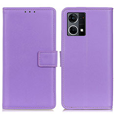 Leather Case Stands Flip Cover Holder A08D for Oppo F21 Pro 4G Purple