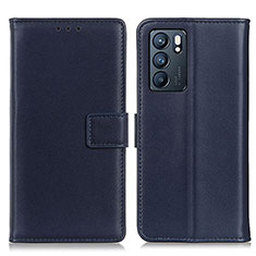 Leather Case Stands Flip Cover Holder A08D for Oppo Reno6 5G Blue