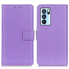Leather Case Stands Flip Cover Holder A08D for Oppo Reno6 Pro 5G India Purple