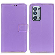 Leather Case Stands Flip Cover Holder A08D for Oppo Reno6 Pro+ Plus 5G Purple