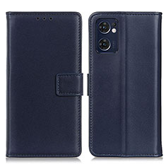 Leather Case Stands Flip Cover Holder A08D for Oppo Reno7 5G Blue