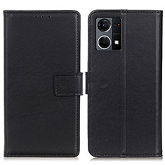 Leather Case Stands Flip Cover Holder A08D for Oppo Reno8 4G Black