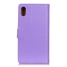 Leather Case Stands Flip Cover Holder A08D for Samsung Galaxy A01 Core Purple