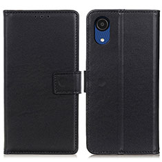 Leather Case Stands Flip Cover Holder A08D for Samsung Galaxy A03 Core Black