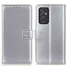 Leather Case Stands Flip Cover Holder A08D for Samsung Galaxy A15 5G Silver