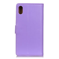Leather Case Stands Flip Cover Holder A08D for Samsung Galaxy M01 Core Purple