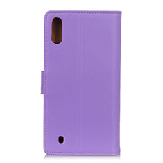 Leather Case Stands Flip Cover Holder A08D for Samsung Galaxy M01 Purple