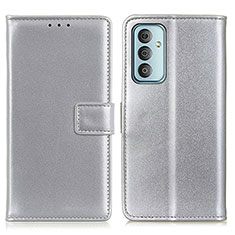 Leather Case Stands Flip Cover Holder A08D for Samsung Galaxy M23 5G Silver
