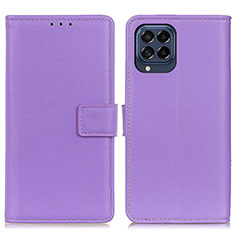 Leather Case Stands Flip Cover Holder A08D for Samsung Galaxy M53 5G Purple