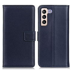Leather Case Stands Flip Cover Holder A08D for Samsung Galaxy S21 5G Blue