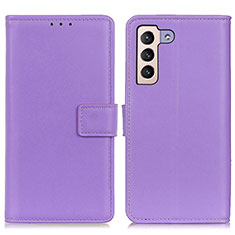 Leather Case Stands Flip Cover Holder A08D for Samsung Galaxy S21 5G Purple