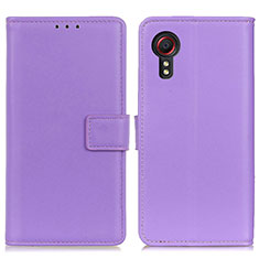 Leather Case Stands Flip Cover Holder A08D for Samsung Galaxy XCover 5 SM-G525F Purple