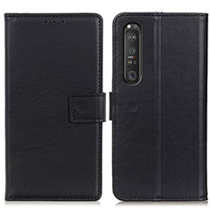 Leather Case Stands Flip Cover Holder A08D for Sony Xperia 1 III Black