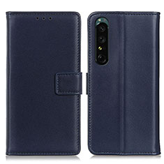 Leather Case Stands Flip Cover Holder A08D for Sony Xperia 1 V Blue