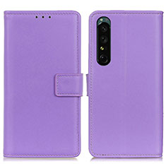 Leather Case Stands Flip Cover Holder A08D for Sony Xperia 1 V Purple