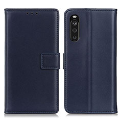 Leather Case Stands Flip Cover Holder A08D for Sony Xperia 10 III Blue