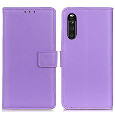Leather Case Stands Flip Cover Holder A08D for Sony Xperia 10 III Purple