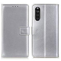 Leather Case Stands Flip Cover Holder A08D for Sony Xperia 10 III Silver