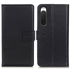 Leather Case Stands Flip Cover Holder A08D for Sony Xperia 10 IV Black