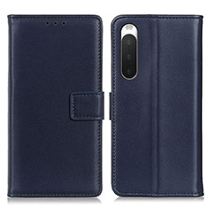 Leather Case Stands Flip Cover Holder A08D for Sony Xperia 10 IV Blue