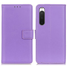 Leather Case Stands Flip Cover Holder A08D for Sony Xperia 10 IV Purple