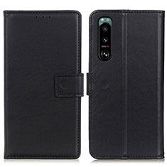 Leather Case Stands Flip Cover Holder A08D for Sony Xperia 5 III Black