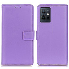 Leather Case Stands Flip Cover Holder A08D for Vivo iQOO Z6 5G Purple
