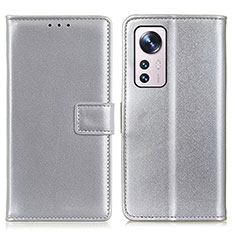Leather Case Stands Flip Cover Holder A08D for Xiaomi Mi 12 Lite 5G Silver