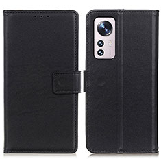 Leather Case Stands Flip Cover Holder A08D for Xiaomi Mi 12 Pro 5G Black