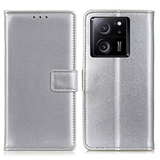 Leather Case Stands Flip Cover Holder A08D for Xiaomi Mi 13T 5G Silver