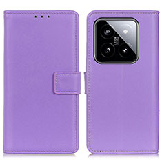 Leather Case Stands Flip Cover Holder A08D for Xiaomi Mi 14 Pro 5G Purple