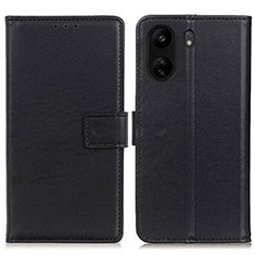Leather Case Stands Flip Cover Holder A08D for Xiaomi Poco C65 Black