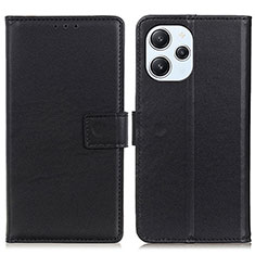Leather Case Stands Flip Cover Holder A08D for Xiaomi Redmi 12 4G Black