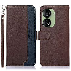 Leather Case Stands Flip Cover Holder A09D for Asus ZenFone 10 Brown
