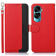 Leather Case Stands Flip Cover Holder A09D for Huawei Honor 90 Lite 5G Red