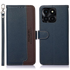 Leather Case Stands Flip Cover Holder A09D for Huawei Honor X6a Blue
