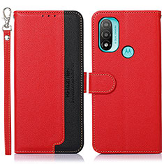 Leather Case Stands Flip Cover Holder A09D for Motorola Moto E20 Red