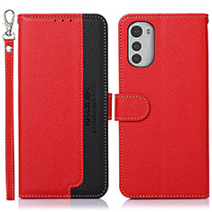 Leather Case Stands Flip Cover Holder A09D for Motorola Moto E32 Red