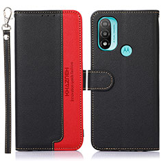 Leather Case Stands Flip Cover Holder A09D for Motorola Moto E40 Black