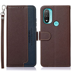 Leather Case Stands Flip Cover Holder A09D for Motorola Moto E40 Brown