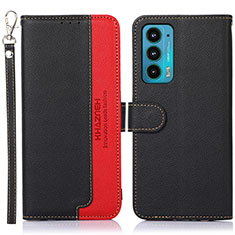 Leather Case Stands Flip Cover Holder A09D for Motorola Moto Edge 20 5G Black