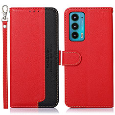 Leather Case Stands Flip Cover Holder A09D for Motorola Moto Edge 20 5G Red