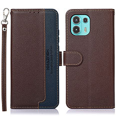 Leather Case Stands Flip Cover Holder A09D for Motorola Moto Edge 20 Lite 5G Brown