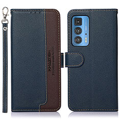 Leather Case Stands Flip Cover Holder A09D for Motorola Moto Edge 20 Pro 5G Blue