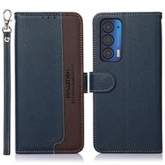 Leather Case Stands Flip Cover Holder A09D for Motorola Moto Edge (2021) 5G Blue