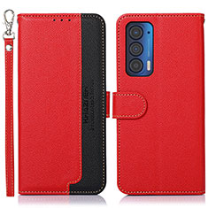 Leather Case Stands Flip Cover Holder A09D for Motorola Moto Edge (2021) 5G Red