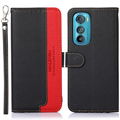Leather Case Stands Flip Cover Holder A09D for Motorola Moto Edge 30 5G Black